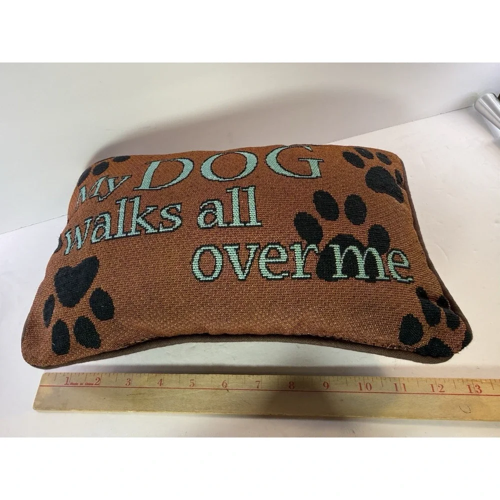 Vintage Tapestry Dog Accent Pillow 
